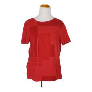 Weekend MaxMara Casual Shirt Short Sleeve Spellout Embroidery Red Large